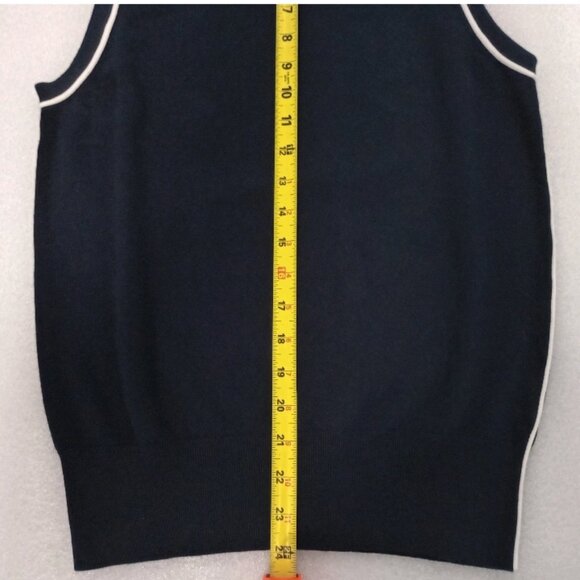 Zara Women's Blue Knit Sweater Vest Contrast trim Sleeveless Modern Minimalist M - Picture 4 of 6